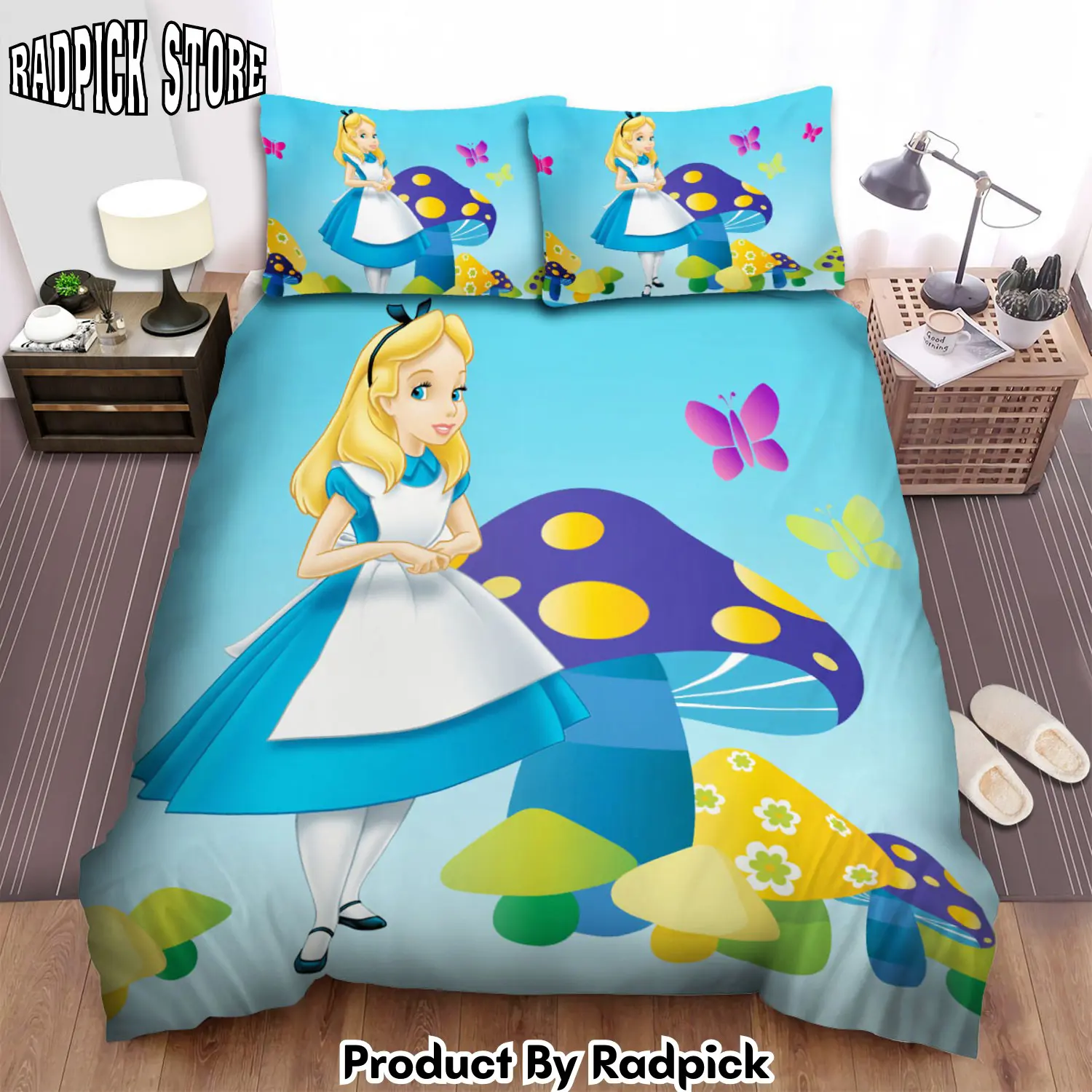 Radpick alice in wonderland with mushrooms and butterflies duvet cover bedroom sets comfortable bedding sets rp3278836